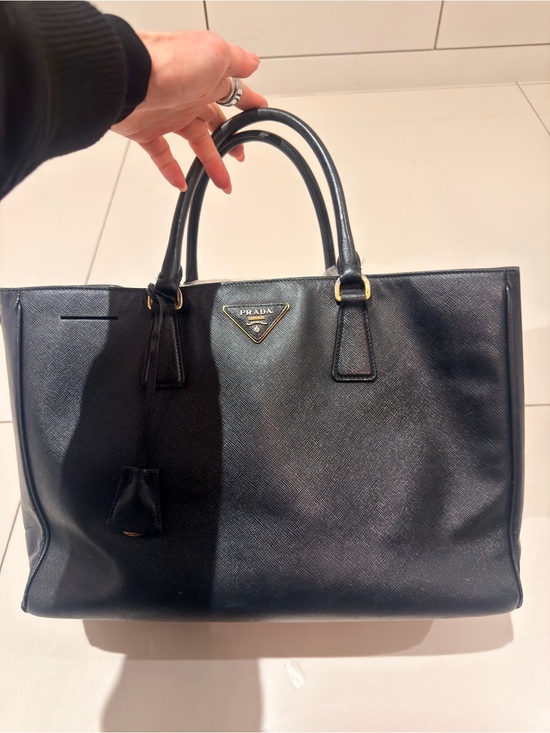 Prada Handbags - Prada Black Saffiano Leather Tote with Gold Hardware